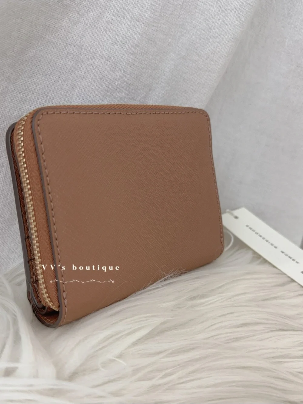 NWT Tory Burch Emerson Mini Wallet Saffiano Leather Moose Brown 147606 RARE